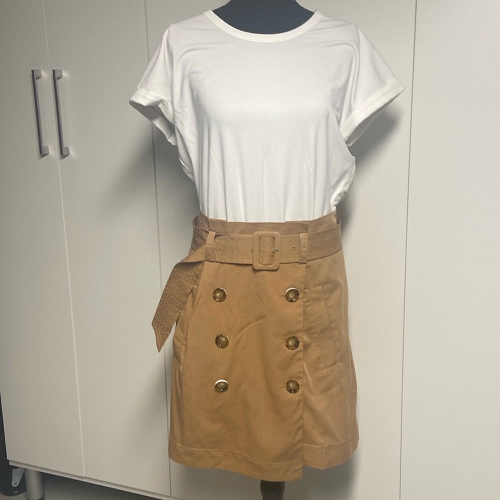 Veronica Beard White and Tan Mini Dress